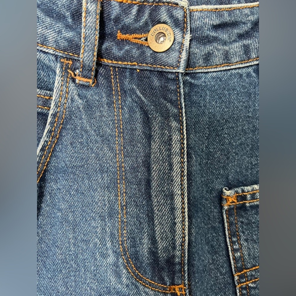 Collusion Classic Blue Denim Midi Asymmetrical Skirt size US 4 - Picture 5 of 6